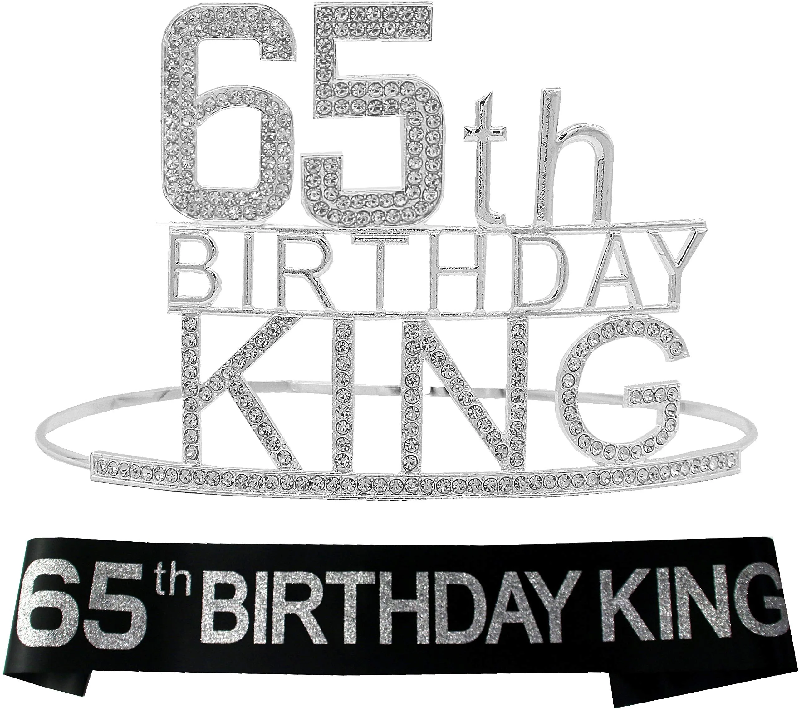 65th Birthday Gifts for Men, 65th Birthday King Crown, 65th Birthday King Sash, 65th