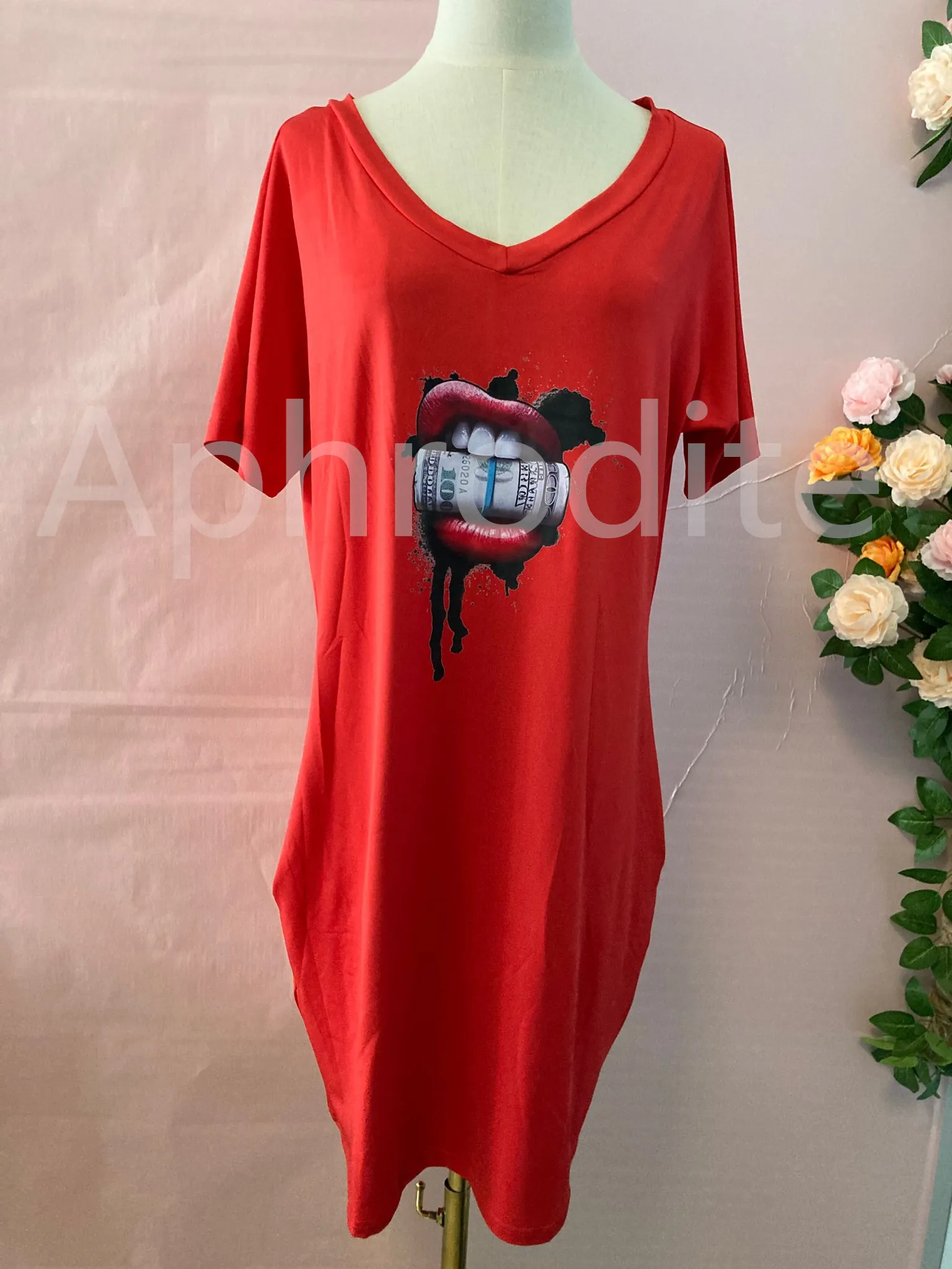 Fashion V Neck Print Dress AY1696