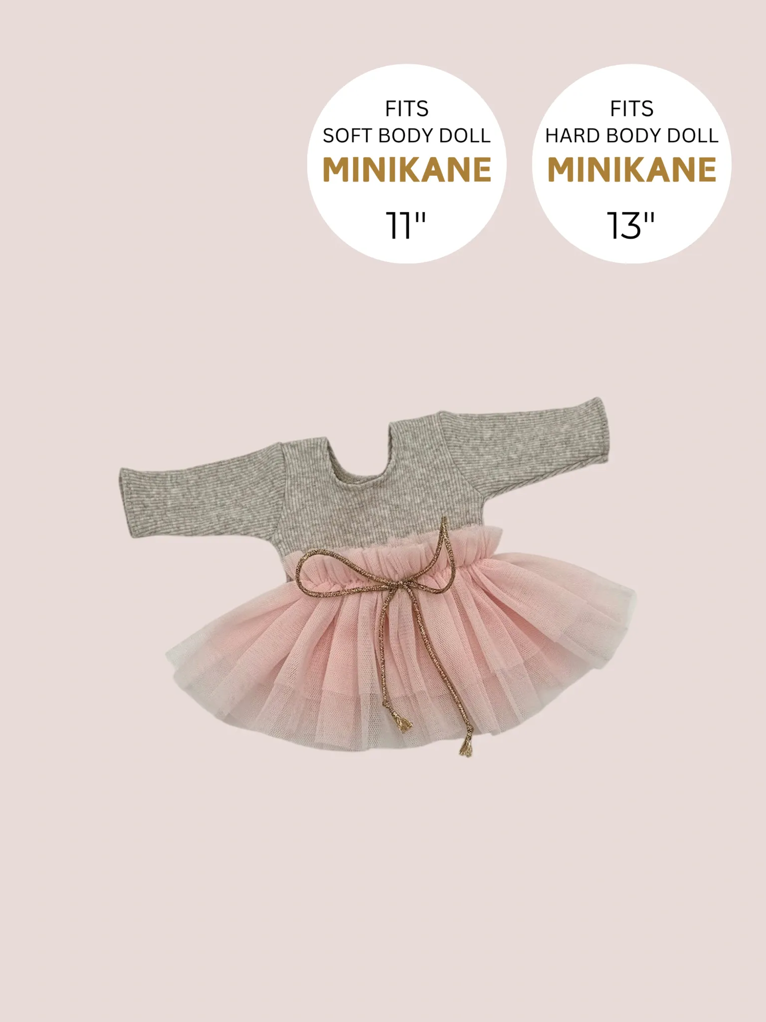Minikane Doll Clothes | Doll Tutu Bodysuit - Blush Champagne